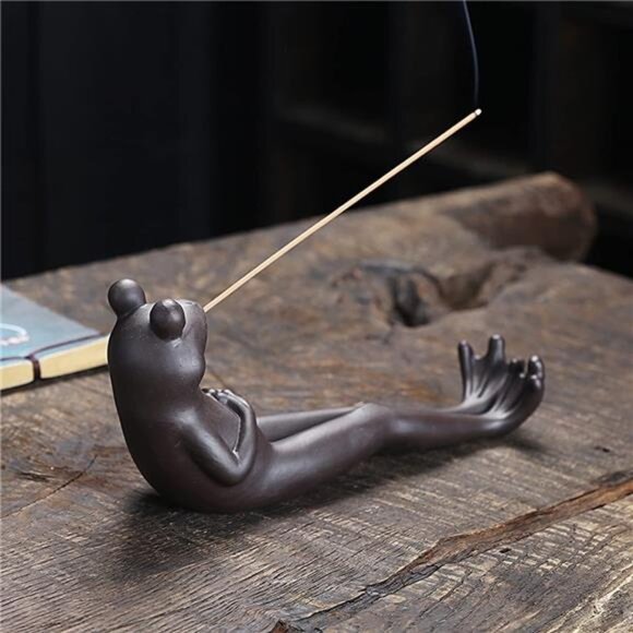 ChangWanna Ceramic Frog Incense Holder - Set of 45 Sandalwood Incense Sticks - Picture 3 of 7